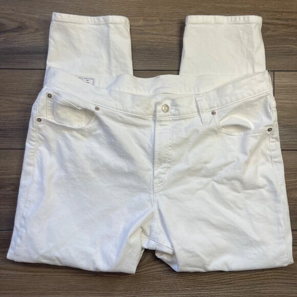 GAP Girlfriend Mid Rise Jeans Women's Plus Size 34 (18R) White Cotton Denim FLAW - Picture 6 of 11